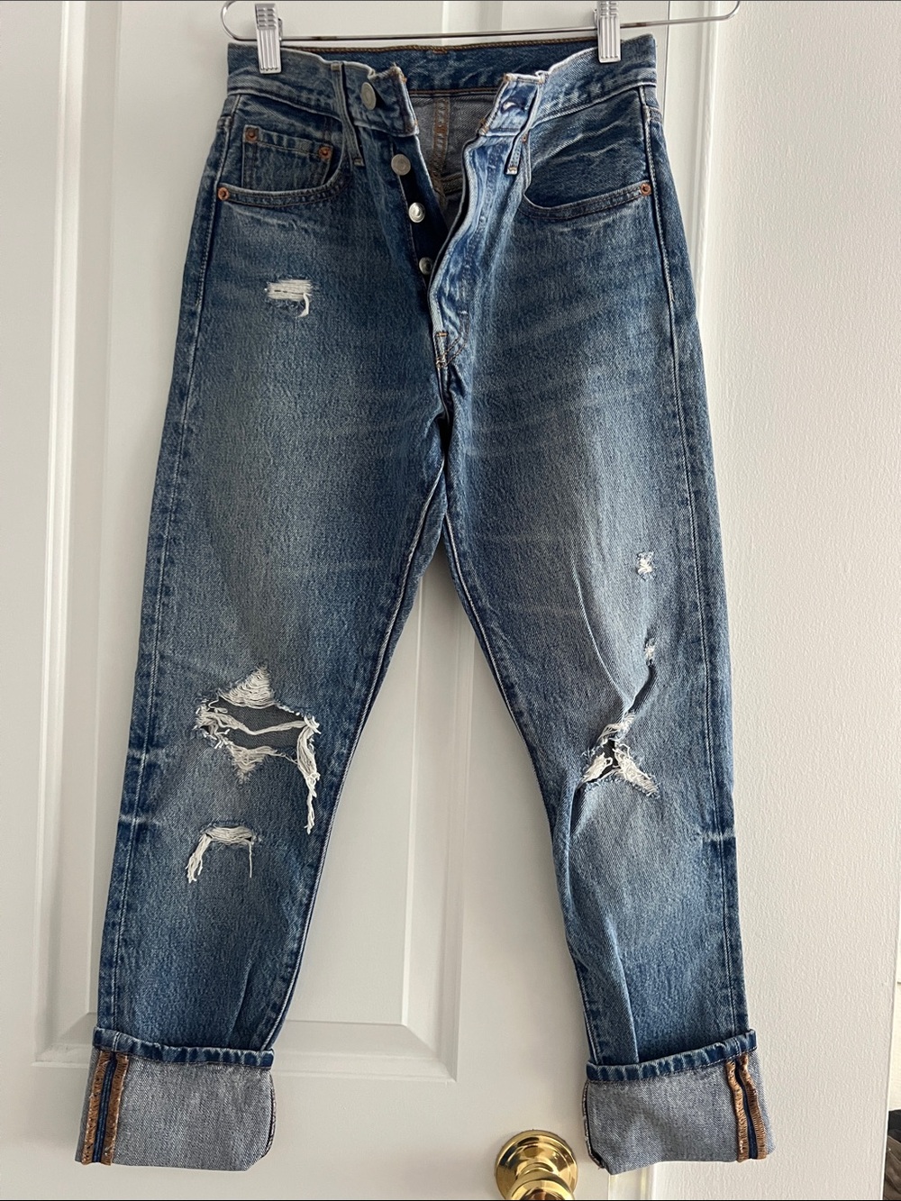 Levi’s Distressed Blue Denim Jeans 501s